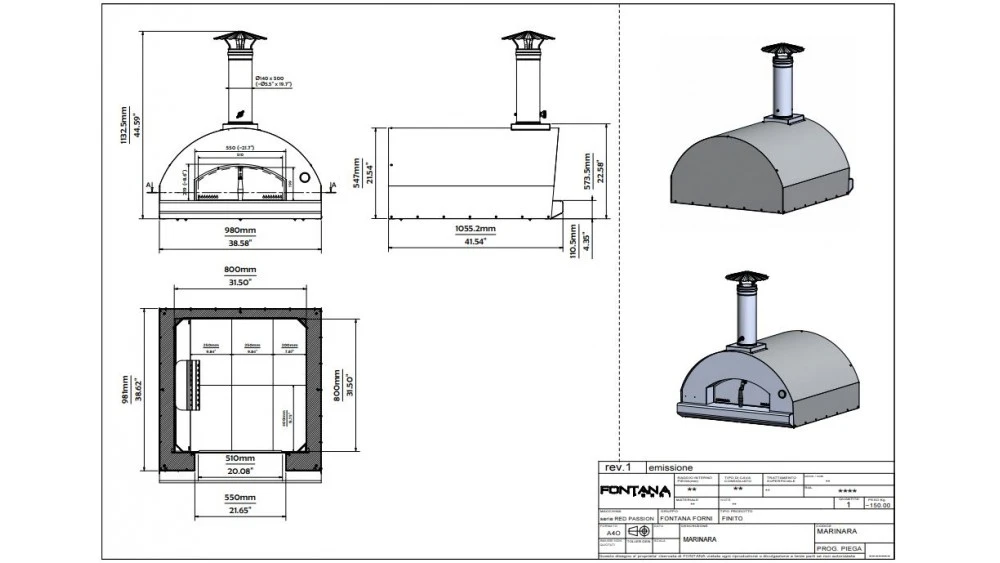 Fontana - Marinara Built In Wood Pizza Oven - Anthracite 4 Fontana - Marinara Built In Wood Pizza Oven - Anthracite - Image 2