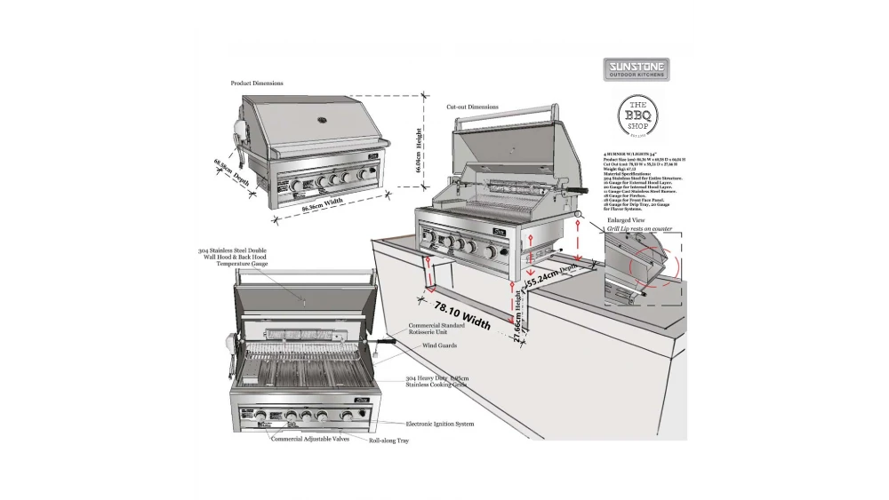 Sunstone Sun Series 4 Burner Built In Gas BBQ 5 Sunstone Sun Series 4 Burner Built In Gas BBQ - Image 3